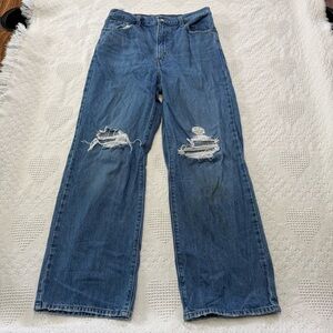 Levi’s High Waisted Straight Distressed Knee Denim Jeans (3)